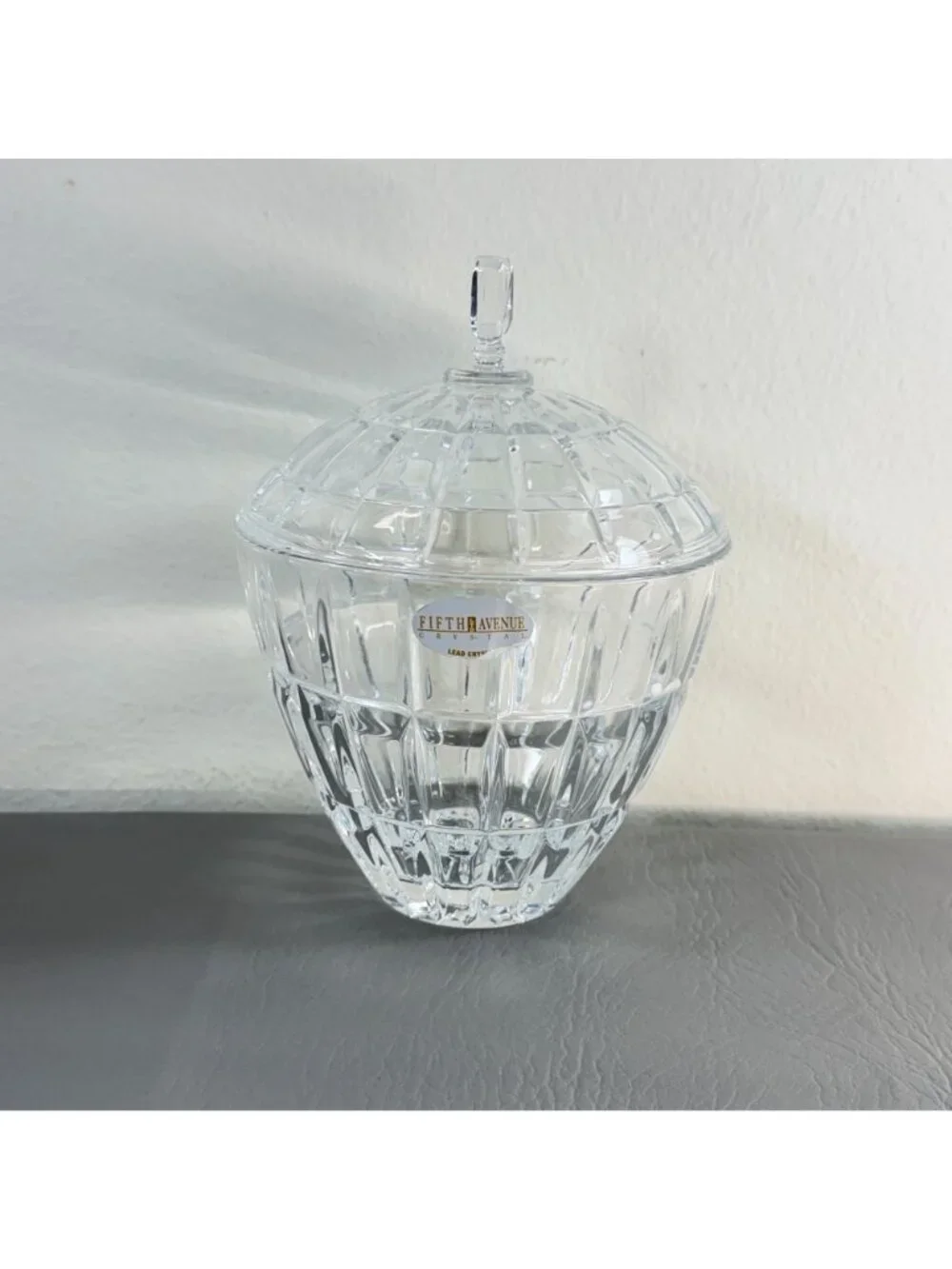 Vintage Fifth Avenue Crystal Covered Candy Dish Lead Crystal Jar Vanity Box